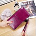 thumbnail image 5 of Cartera larga para mujer Cartera para mujer Cartera con hebilla y cremallera Cartera de piel con cera de aceite de gran capacidad estilo coreano, 5 of 5