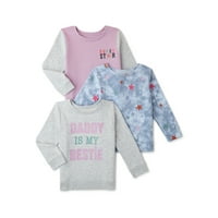 3-Pack Garanimals Toddler Girl Long Sleeve Fleece Sweatshirt (Size: 3T-5T in Light Grey Heather, Light Purple, Silver)