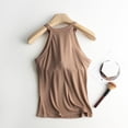 thumbnail image 6 of Halter Neck Tank Top for Women with Built in Bra Summer Sleeveless Casual Basic Ribbed Cami Shirt, 6 of 9