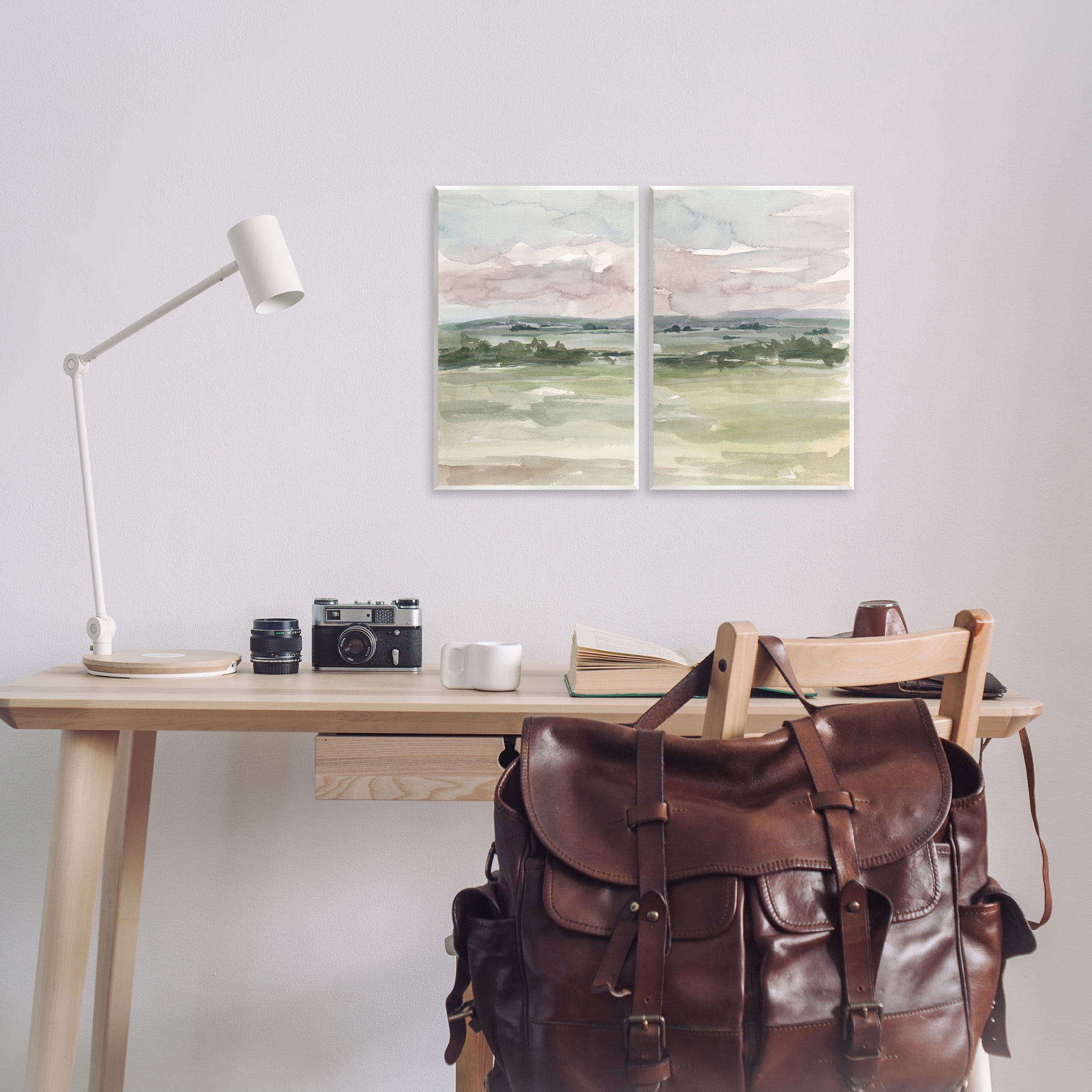 Stupell Industries Rural Landscape Watercolors Landscape Painting Unframed Art Print Wall Art, 10 x 15, Set of 2