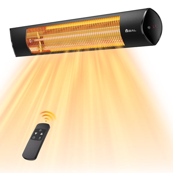 VBAL 1500W Outdoor Wall Mounted Electric Infrared Patio Heater with Remote, 3 Heat Settings, IP65