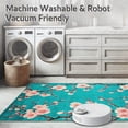 thumbnail image 5 of ODIKA 2'x3' Machine Washable Non-Slip Area Rug, Non Slip Cherry Blossom with Artistic Teal and Pink Flower Branch Motif High Traffic Rug, Blue, 100588, 5 of 7