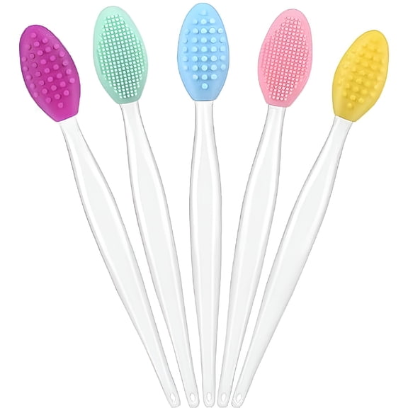 ACDANC 5pcs Lip Double Sided Lip Scrub Brush Tools Silicone Exfoliating Lip