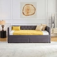 thumbnail image 2 of DEALTOPS Daybed with Drawers, Velvet Upholstered Twin Size Solid Wooden Sofa Bed Frame, Gray, 2 of 8