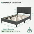 thumbnail image 6 of Novilla Full Size Bed Frame with Adjustable Headboard Platform Full Bed Frame with Linen Fabric Upholstered Headboard, No Box Spring Needed, Noise-Free, Wooden Slats Support, Easy Assembly, Dark Grey, 6 of 8