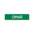thumbnail image 1 of Omar Boys Children Name Kids Letter Printed Label Wall Plaque Decoration Indoor Outdoor Aluminum Sign 4"x18", 1 of 1