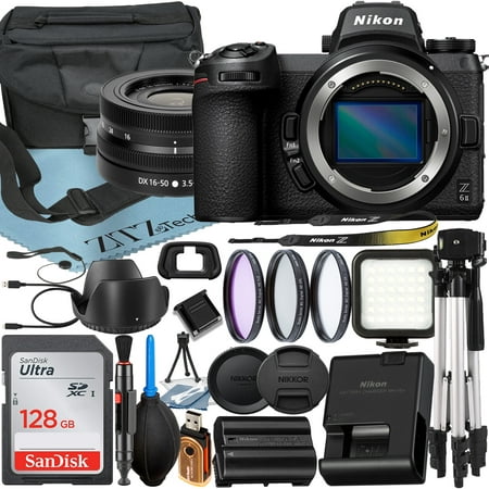 Nikon Z6 II Mirrorless Camera with NIKKOR Z DX 16-50mm VR Zoom Lens + SanDisk 128GB Card + Case + Wideangle + Tripod + ZeeTech Accessory Bundle