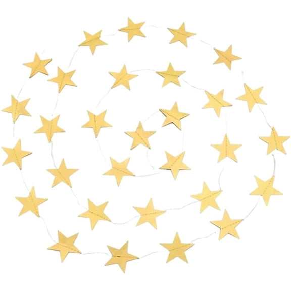 Feet Reflective Star Paper Garland,Twinkle Little Star Party Garlands,Gold Glitter Sparkling Star Bunting Banner Hanging Decoration,Birthday Holiday Wedding Anniversary Theme Party