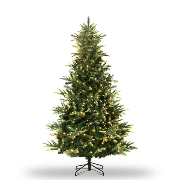 CazToi 7.5ft Pre-Lit Slim Artificial Aspen Christmas Tree Warm White Lights for Home Office