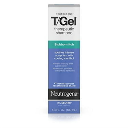 neutrogena t/gel therapeutic stubborn itch shampoo with 2% coal tar, anti-dandruff treatment with cooling menthol for relief of itchy scalp due to psoriasis & seborrheic dermatitis, 4.4 fl.