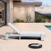 PURPLE LEAF Outdoor Patio Wicker Chaise Lounge –1-Piece Adjustable Backrest Chair with Aluminum Frame for Pool，Garden，Beach，White