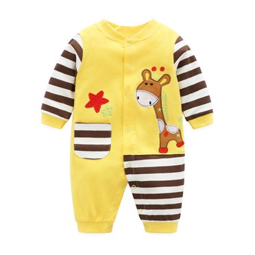 Mid-Season Romper For Baby Boy In Giraffe Print Pink Color main image 1