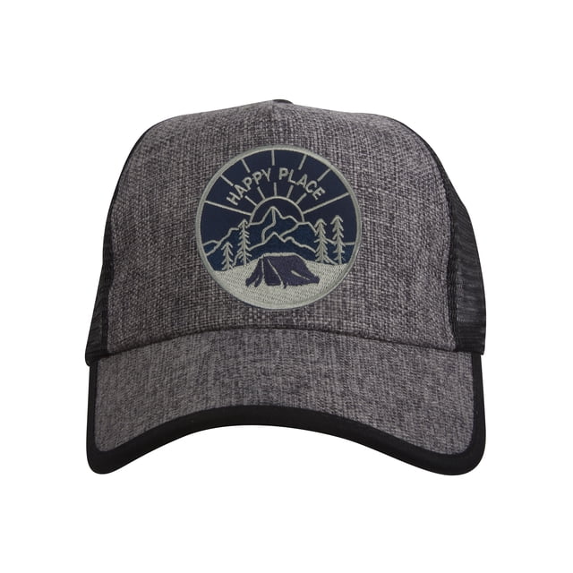Top Headwear Chapeau de Camionneur Réglable en Paille Happy Place - Gris/noir