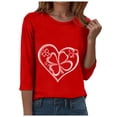 thumbnail image 4 of felwors Womens Tops 3/4 Sleeve T Shirts Plus Size Crewneck Flowers Graphic Basic Tees for Women Fall Fashion Clothes 2025 (Red, M), 4 of 8