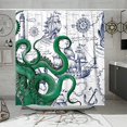 thumbnail image 1 of Blue Nautical Octopus Shower Curtain Set Funny Ocean Kraken Shower Curtains for Bathroom Cool Octopus Decor Polyester Fabric-72" x 72", 1 of 6