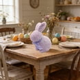 thumbnail image 4 of Adorno de conejo de Pascua – Conejo de pie, espuma, multicolor, 9,25" de alto, lazo brillante, detalle de mesa, decoración de vacaciones de primavera, 4 of 6