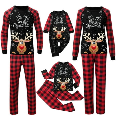 

Christmas Matching Pajamas For Family Daddy For Christmas Family Matching Pajamas Cute Big Headed Deer Print Pjs Plaid Long Sleeve Tops And Pants Soft Casusal Holiday Sleepwear
