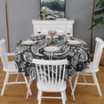 thumbnail image 2 of Black Paisley Pattern Round Tablecloth 60"x60",Wrinkle Wipeable Table Cloth for Kitchen Dining Room Picnic Patio Party, 2 of 6