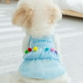 thumbnail image 6 of Small Dog Dress, Girl Puppy Bling Princess Skirt Dress with Plush Balls,Chihuahua Yorkie Clothes Outfit for Birthday Wedding Party Blue XS, 6 of 7