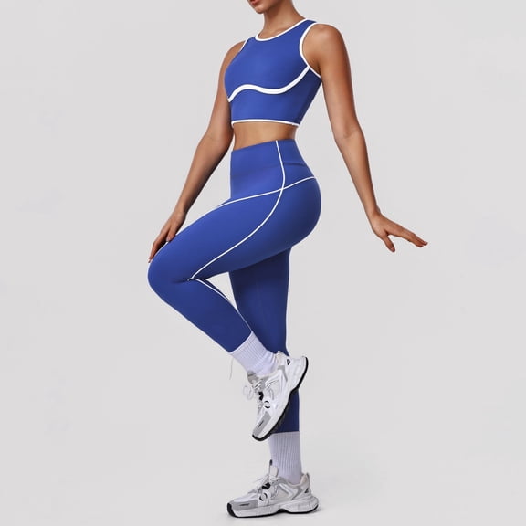PISONIC Womens Seamless Workout Sets Racerback Sports Bra Crop Tank Top High Waist Leggings 2 Piece Gym Yoga Outfits