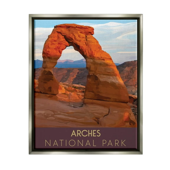 Arches National Park Desert Canyon Landscape Graphic Art Luster Gray Framed Art Print Wall Art