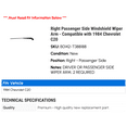 thumbnail image 2 of Right Passenger Side Windshield Wiper Arm - Compatible with 1984 Chevy C20, 2 of 2