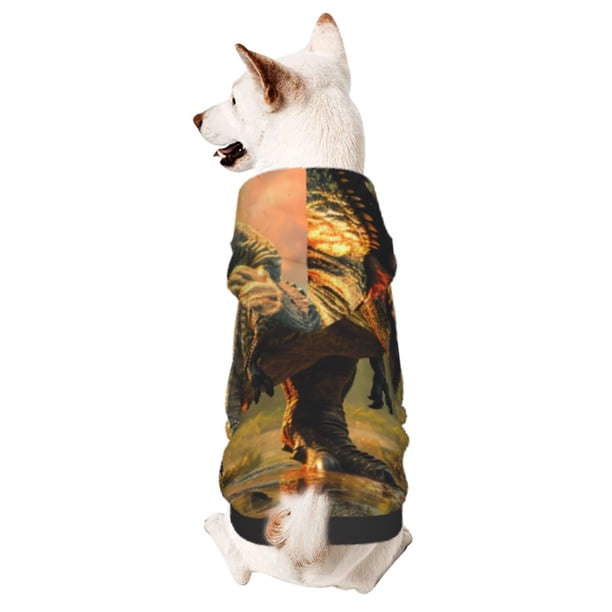 Balery Realistic Style Forest Dinosaur Sudadera con Capucha para Perros Pequeños – Ropa para Mascotas, Disfraz para Perros y Gatos, Ideal para Fiestas y Cosplay-X-Small