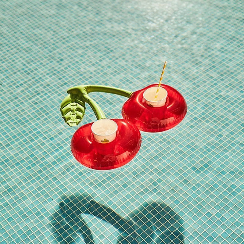 Cherry Shaped Red Swimming Pool Drink Holder Adult/Kid Inflatable Pool Tool 