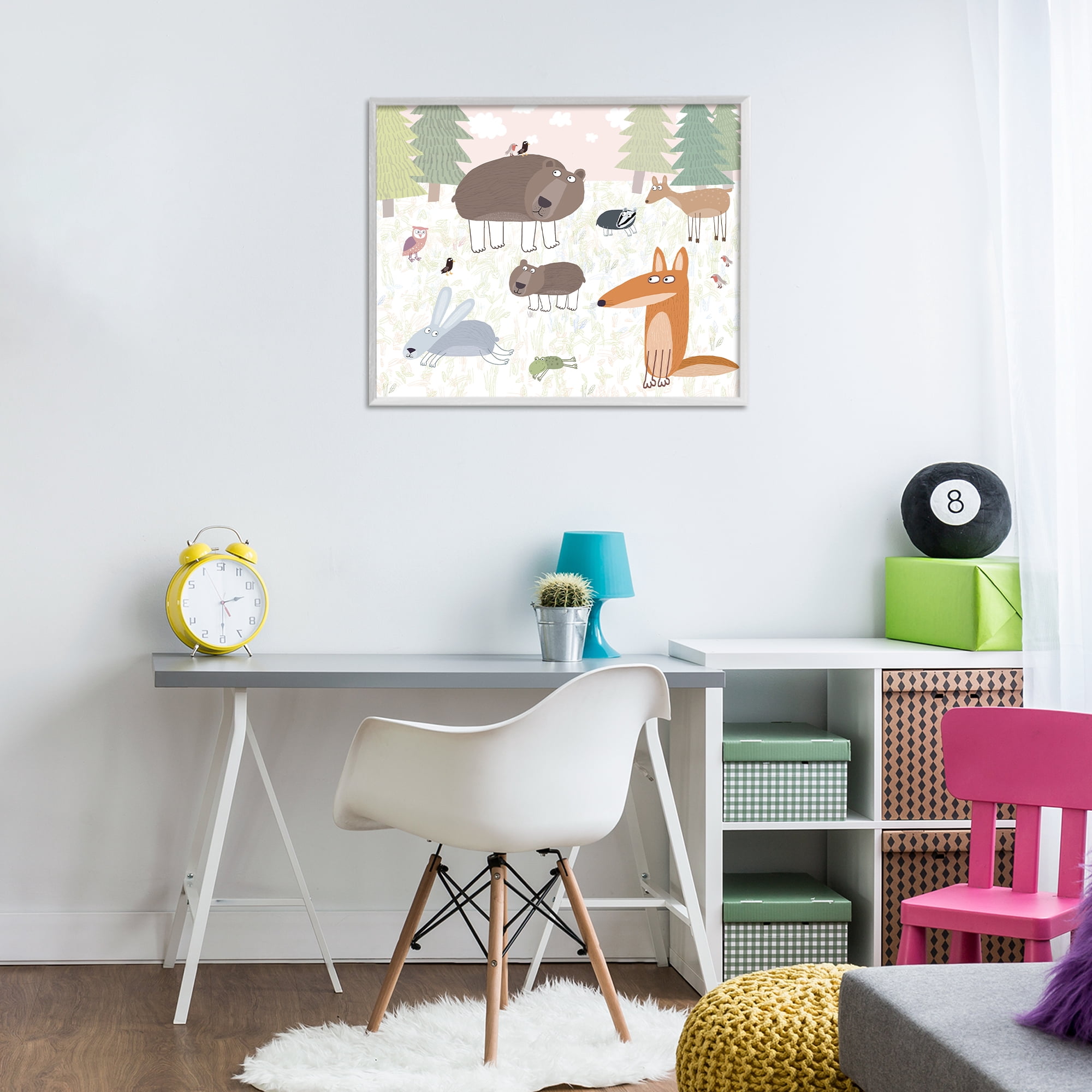 Stupell Industries Forest Animals Out and About White Framed Giclee Art, design by Carla Daly