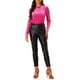 thumbnail image 2 of INSPIRAR CHIC Blusa de Cuello Volante para Mujer con Mangas Largas de Puff Top de Terciopelo con Puntos Metálicos S Rosa Fucsia, 2 of 6