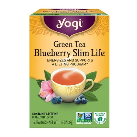 - (6 Boxes) Yogi Tea, Green Tea Blueberry Slim Life Tea, Tea Bags, 16 Ct, 1.12 OZ