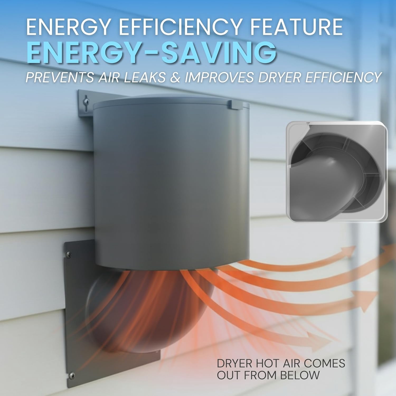 Dryer Vent Cover 4 inch (Gray) with UV RESISTANT - Outdoor Dryer Vent Cover Natural Energy Saving, Dryer Vent Seal for Home Exterior