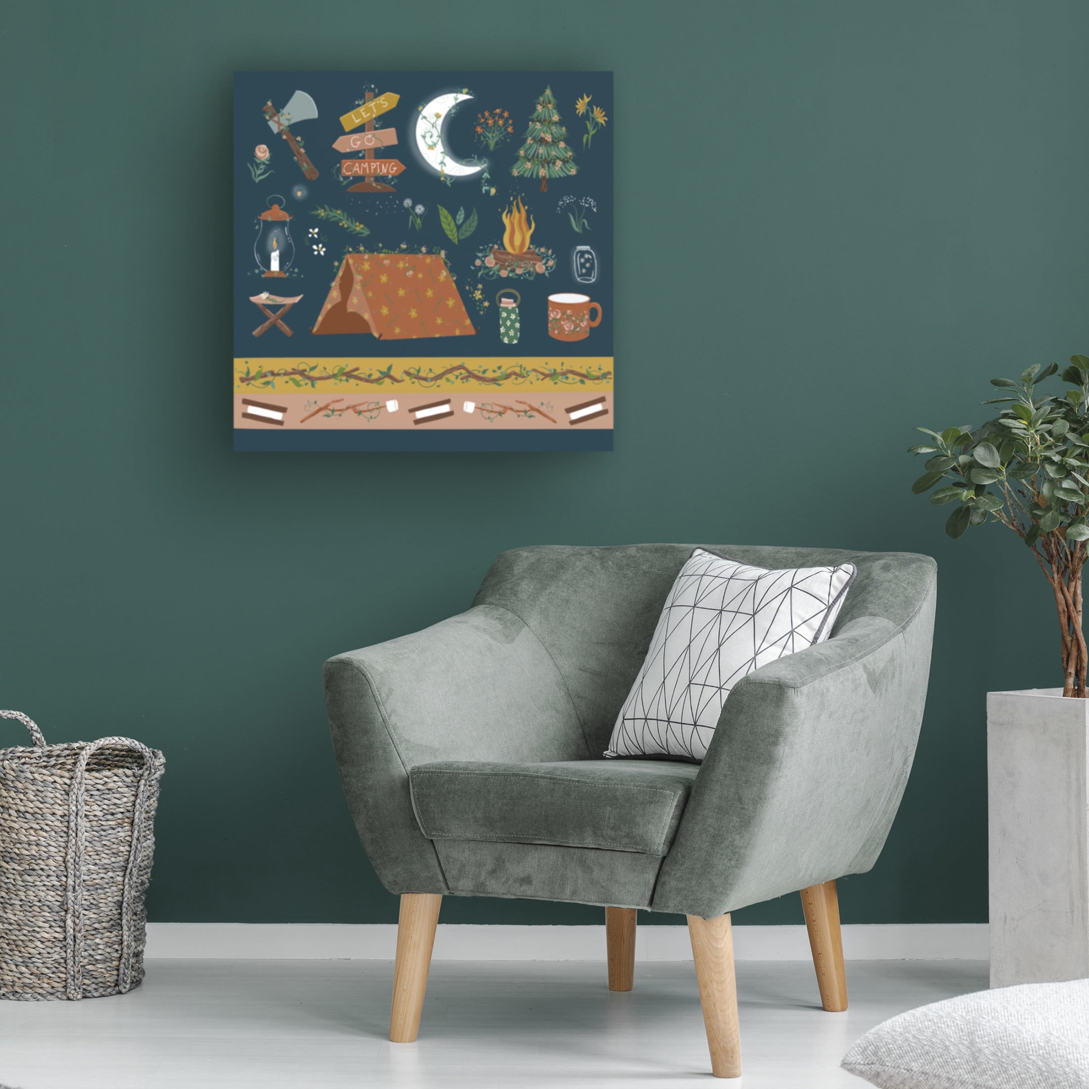 Canvas Wall Art - Christine Rotolo 'Camping Gear' Wall Art for Living Room, Bedroom, or Office Décor by Trademark Fine Art - 18 x 18 Inches