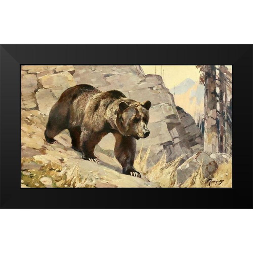 Rungius, Carl 14x10 Black Modern Framed Museum Art Print Titled - Grizzly Bear