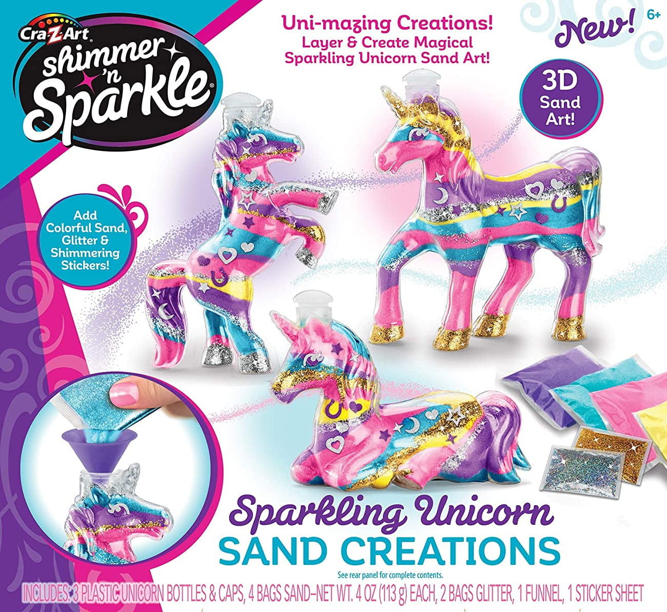 新品未開封　orin Glow Shimmering 5本セット Cra-Z-Art Shimmer 'N Sparkle Sand Creations Kit-Sparkling Unicorn