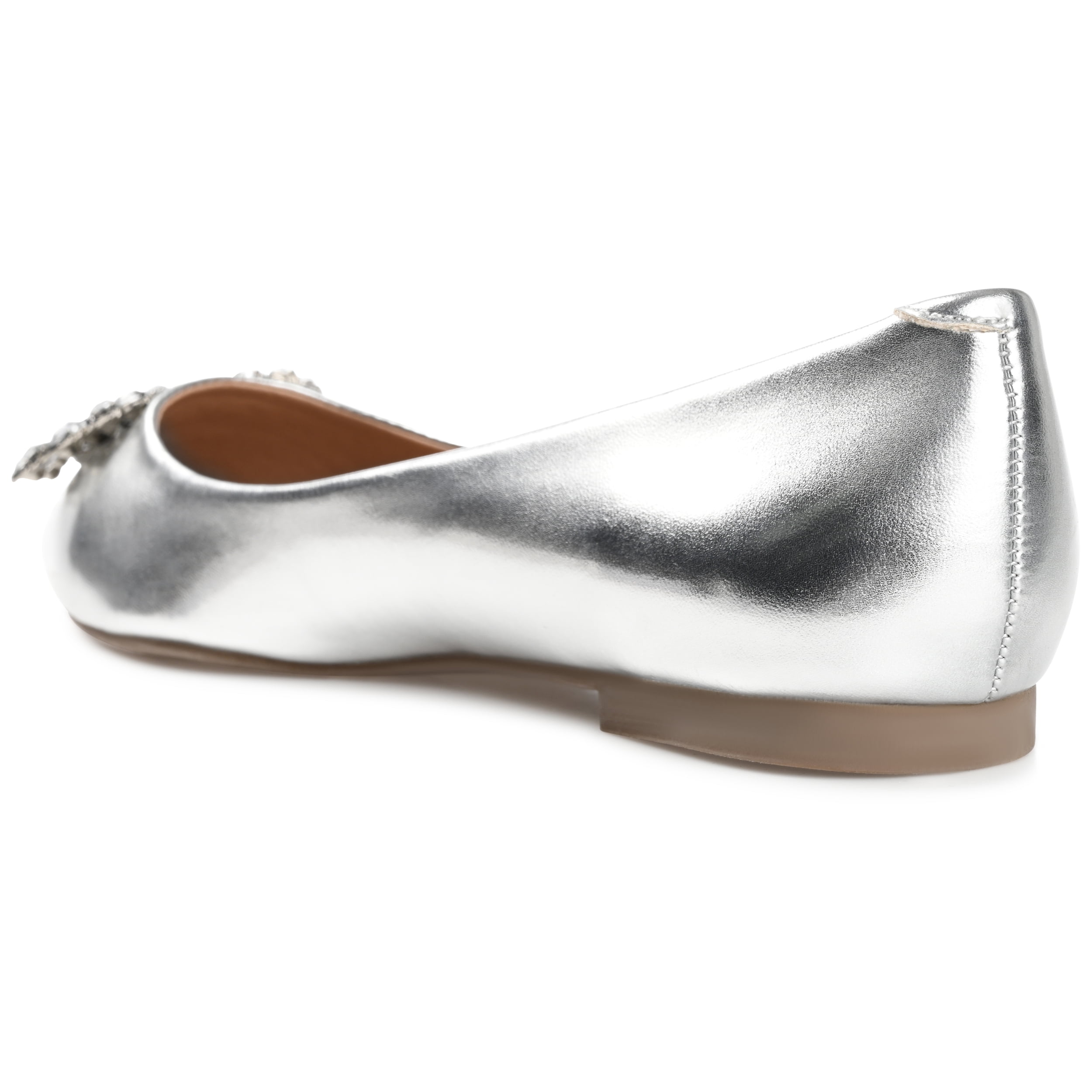 Journee Women's Renzo Pointed Toe Ballet Dress Flat with Jeweled Brooch, Widths Available