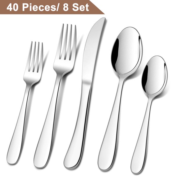 Walchoice 40Piece Heavy Duty Silverware Set, Stainless Steel Cutlery