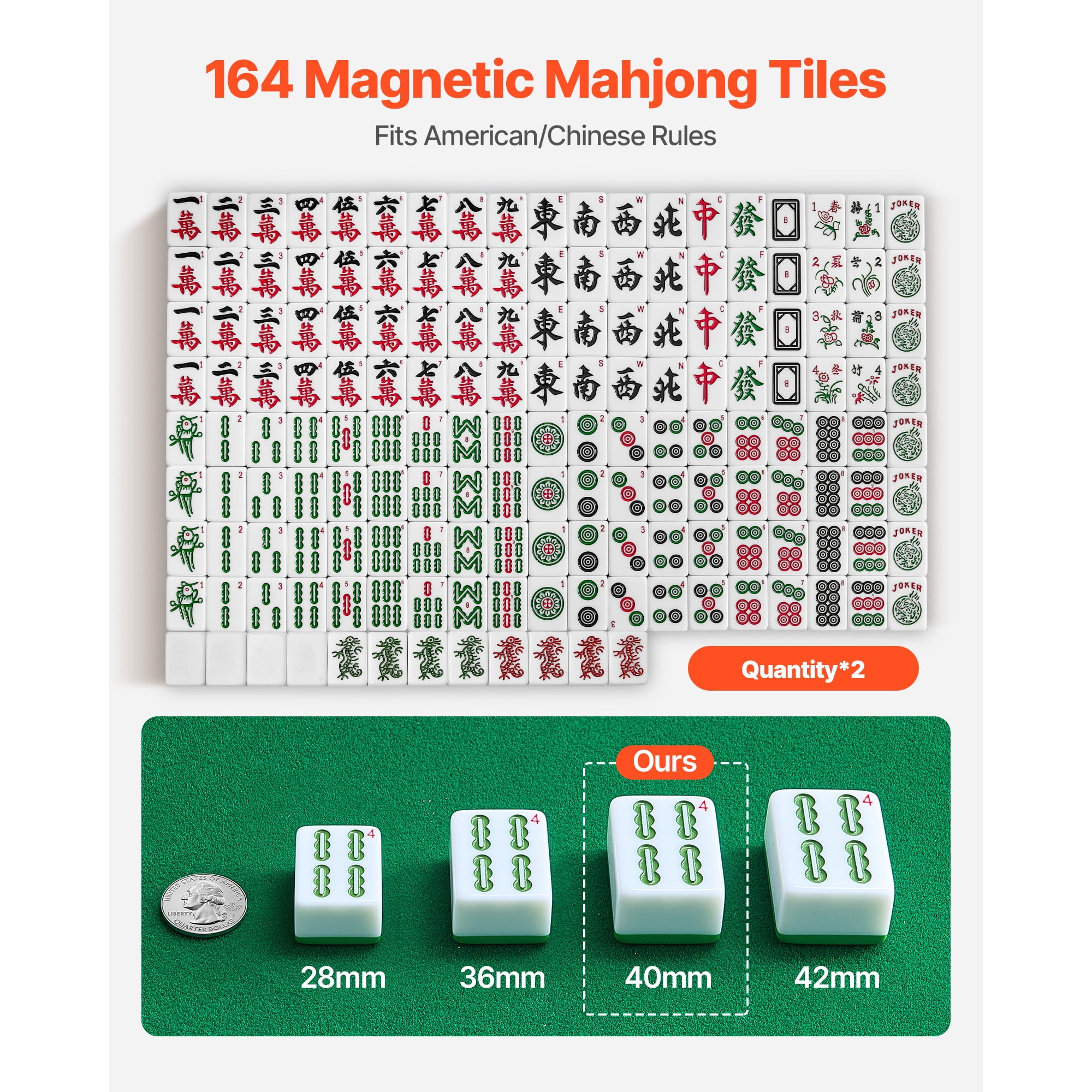KFFKFF Automatic Mahjong Table with Wheels, Includes 2 Sets of 40 mm Tiles (164 Pieces), Foldable Design with Automatic Shuffling, Ideal for Home Use, Outdoor Activities