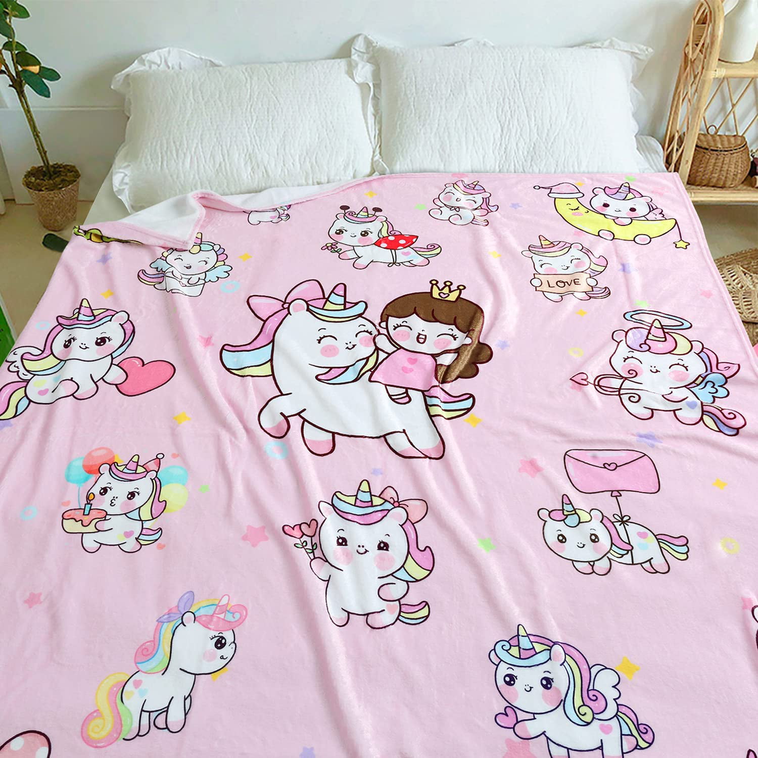 Unicorn Gifts for Girls Age 4-6-8-10 Blanket 60x50, Unicorn Blanket