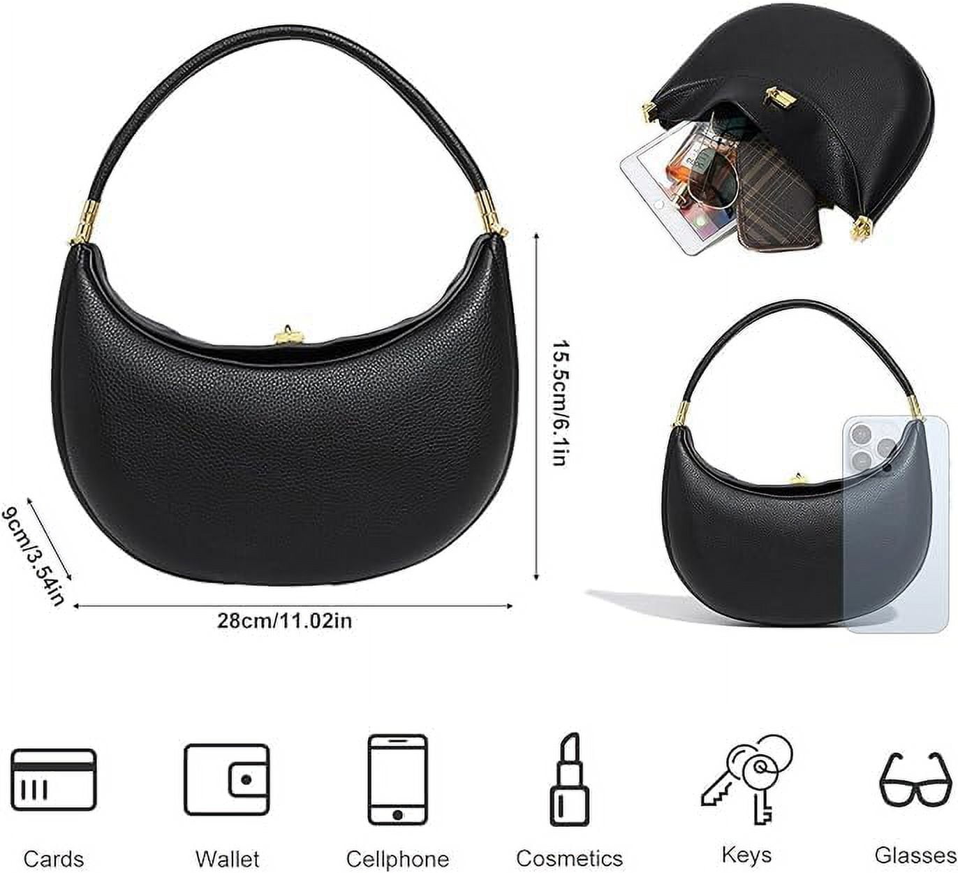 PU Leather Crescent Bag Crossbody Purses for Women Luna Bag 4 In 1 Cute Shoulder Bag Half Moon Bag Hobo Clutch Purse
