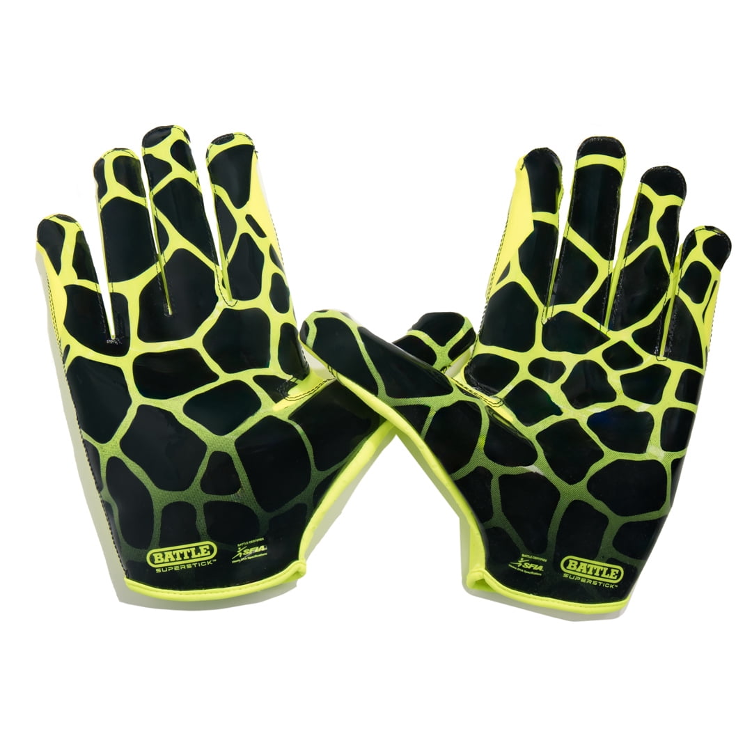 Battle Sports Adult "Giraffe" Doom Speed Receiver Football Gloves, Battle Sports Adult "Giraffe" Doom Speed Receiver Football Gloves, Solar Neon/Black - 2XL Neon/Black - 3XL
