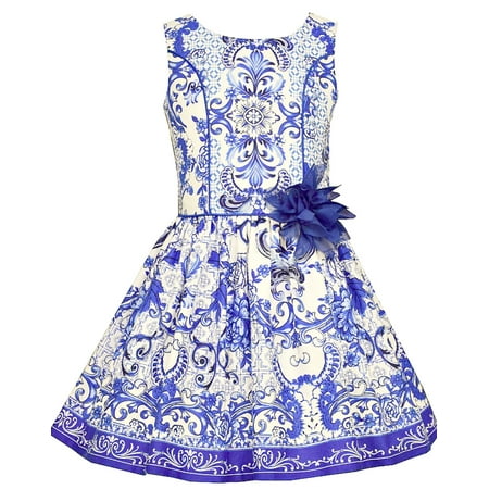 - Bonnie Jean Big Girls Porcelain Tile Print Sundress 10