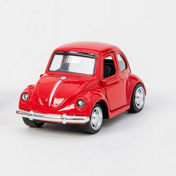 1:43 cartoon alloy car model children's toy car model toy pull back to open the door boy toy car (beetle red, 2 packs)