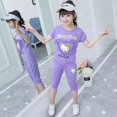 thumbnail image 3 of Hello Kitty-Camiseta de manga corta de algodón para niña, traje con pantalones cortos, Top de dibujos animados bonitos y pantalones cortos deportivos, conjunto de dos piezas, 3 of 5