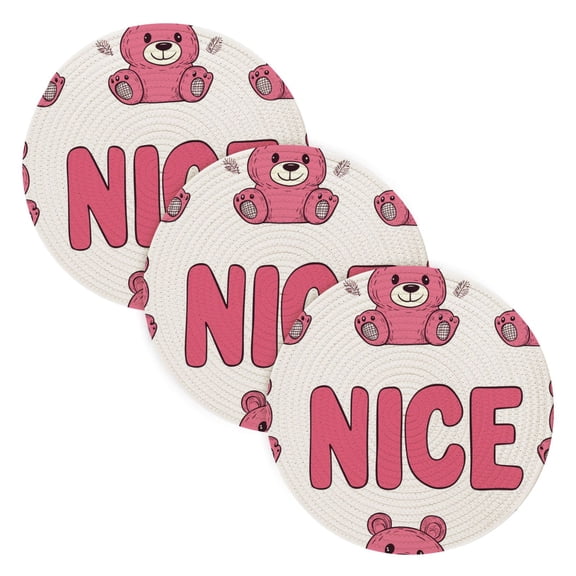 BZSMCE Mats for Pots,Pans Place Cute Bears Pattern Simple Style Pattern Pot Mats