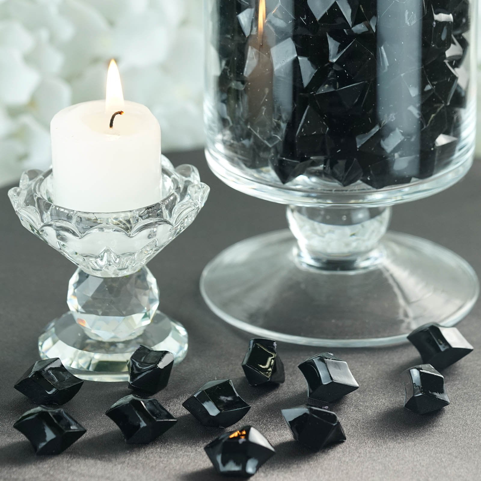 2cm wide BLACK ACRYLIC ICE 480G Scatters & Vase Fillers for WEDDINGS 