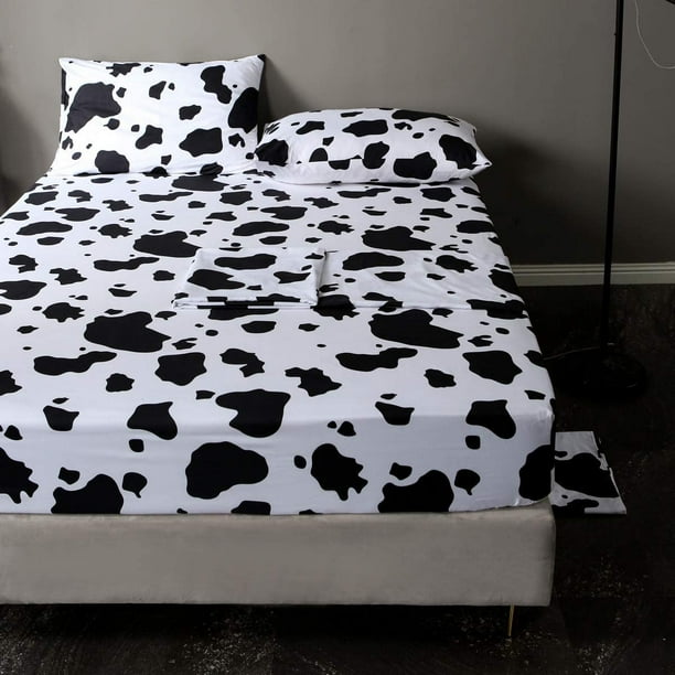 Kids Cute Cow Bed Sheet Set with 1 Pillowcase 1 Fitted Sheet 1