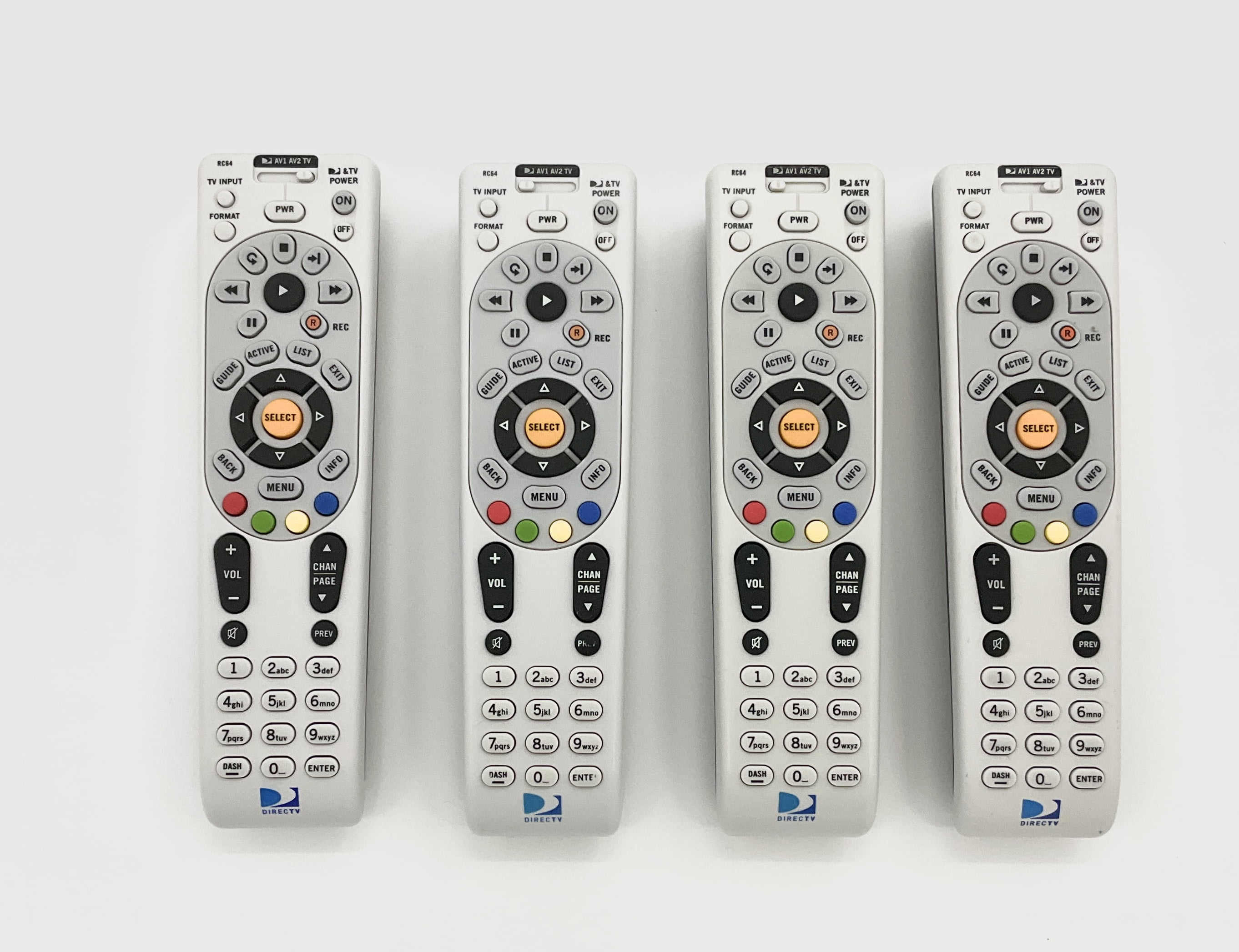 (4 Pack) Replacement DirecTV RC64 IR 3Device Remote Control