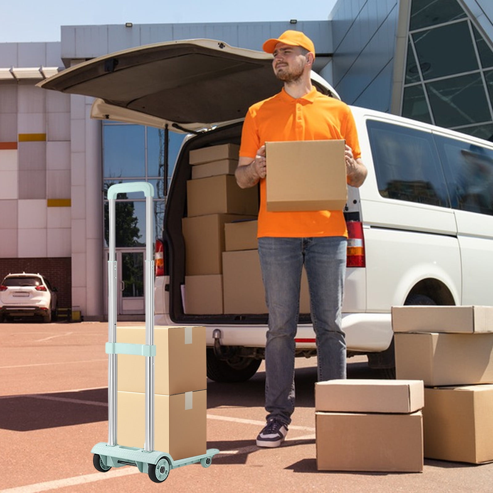 Deeceymbur Folding Hand Truck Trolley Portable Dolly Cart with 4 Wheels Small Pull Cart for Moving Warehousing Shopping Picnic