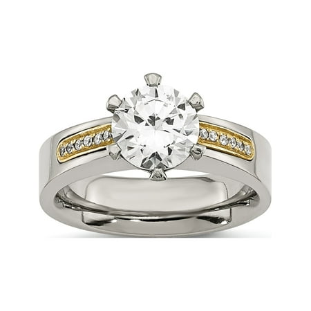 Designer Titanium/14K Two-Tone Titanium & 14K Inlay Accent With Czs Ring Made In China -Jewelry By Sweet Pea Creations
